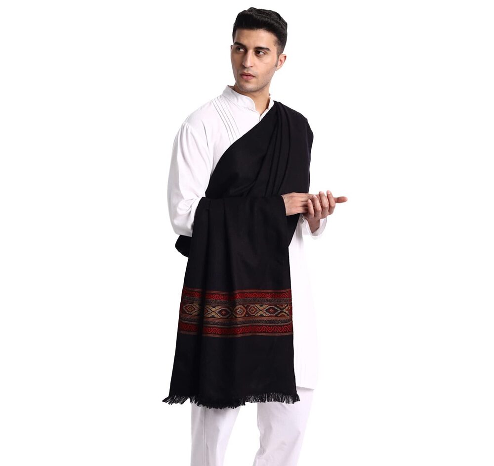 4616 Oversized Indian Prayer Kullu Shawl Wrap Blanket in Meditation Yoga
